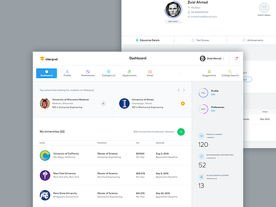 Ubergrad Student Phase clean college dashboard education students ui universities ux