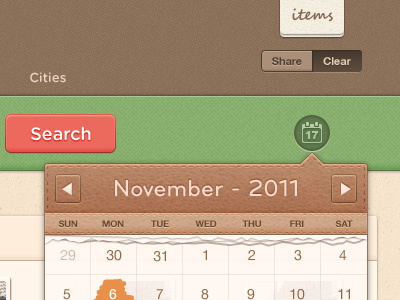 Ilililan header updated board calendar date gotham green header retro rounded textured ui vintage web webdesign