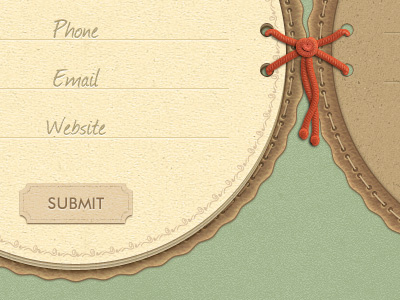 invitation book fabric cord. fiber cord. login old retro textured ui ux vingtage