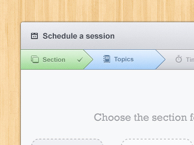 Schedule A Session app buttons crisp process steps ui ux web