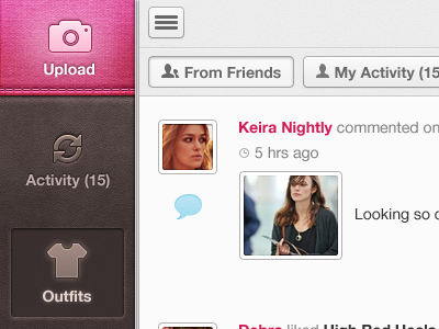 FF Activity app brown clean fabric fashion ios ipad pink simple stitches textured ui ux