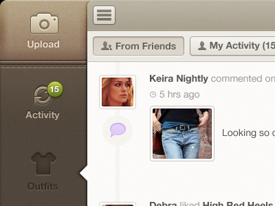 Retina FF Brown/Pink activity app brown buttons fabric fashion ios ipad notification pink textured ui ux