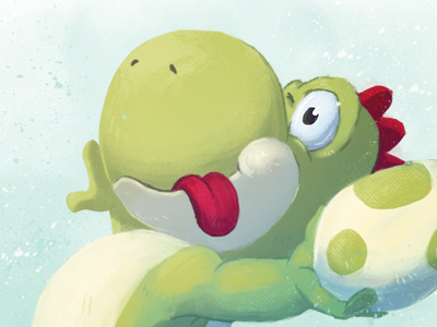 Yoshi character childbook dinosaur illustration