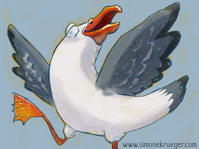 Dancing seagull animal illustration maritime sea seagull