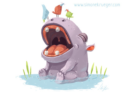 H is for Hippo animals illustration kidlitart