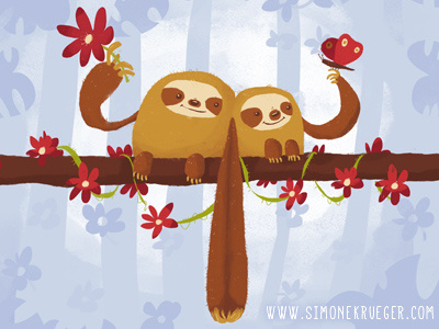 Valentines Sloth animal friends illustration jungle love sloth