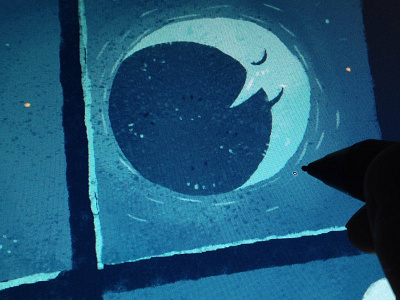 What lurks in the dark - WIP Moon dark ghost illustration kidlitart moon