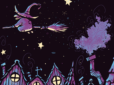 Halloween flight fairy tale halloween illustration kidlitart night witch