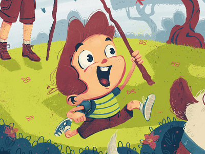 Discovering Nature - Boy discover family illustration kidlitart nature