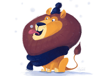 First Snow illustration kidlitart lion nature snow winter