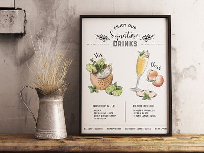 Signature Drinks digital illustration illustration signage typography watercolor