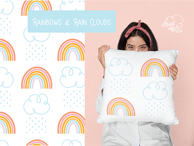 Rainbows and Rain Clouds Pattern art licensing graphic design home decor home decor design licensing pattern pattern design pattern designer patterns rain clouds pattern rain pattern rainbow rainbow pattern rainbows seamless pattern seamless patterns