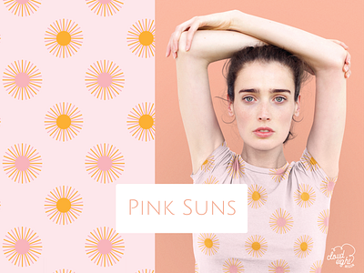 Pink Suns Seamless Pattern art licensing graphic design illustration licensing pattern seamless pattern sun pattern sunny pattern