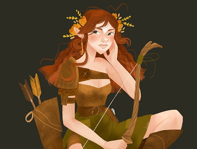 Weary Wood Elf character design illustration