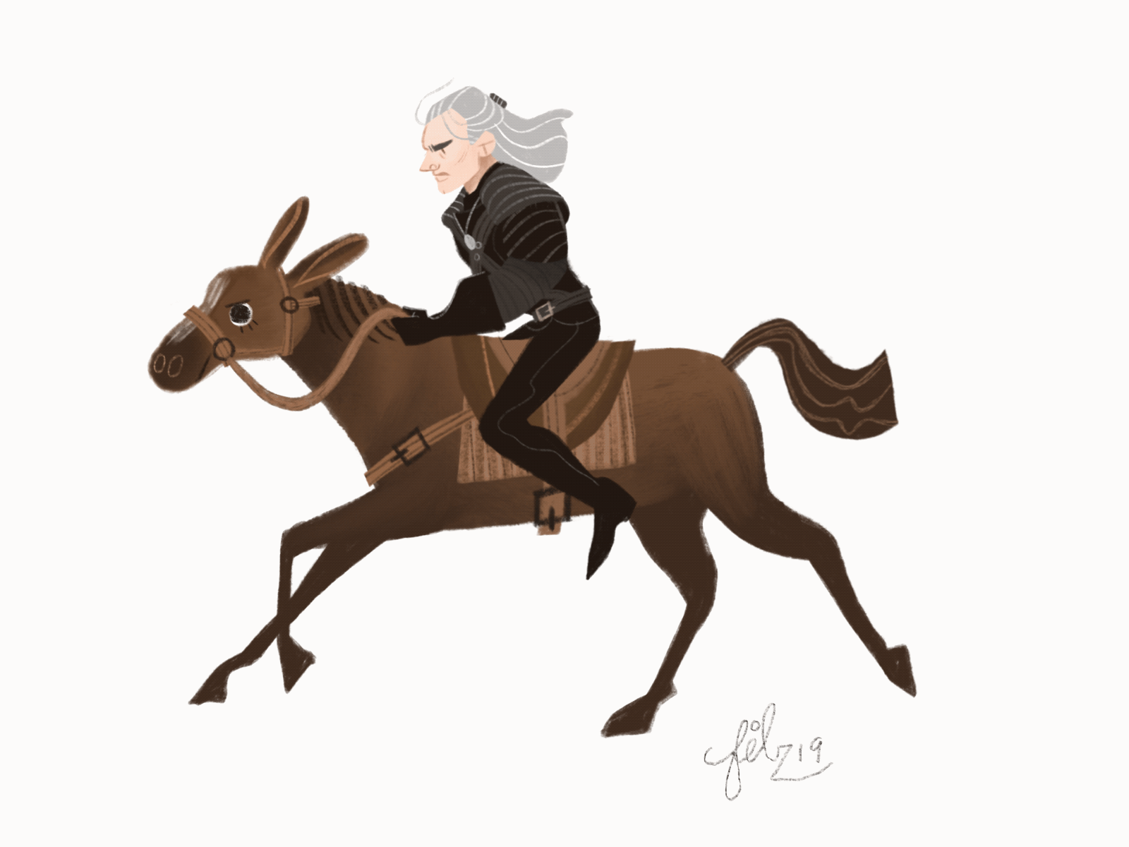 Geralt & Roach animation animation 2d animation design animation gif illustrated gif illustration run cycle the witcher