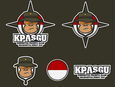 KPASGU Logo adventure adventure logo animation character creative design flat illustration illustrator indonesia jungle logo monkey red vector