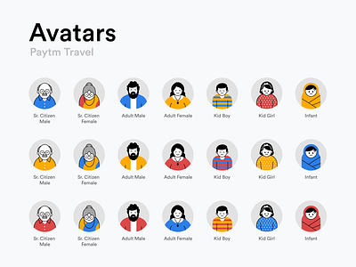 Indian Avatars - Paytm Travel app avatars design icon illustration ui ux vector