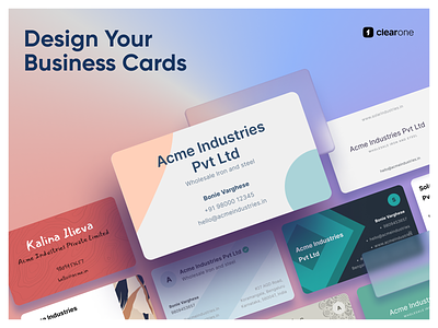 Design your business cards - ClearOne app branding business card card design icon illustration product design ui ux