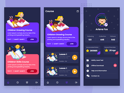 Children Course Mobile App UI