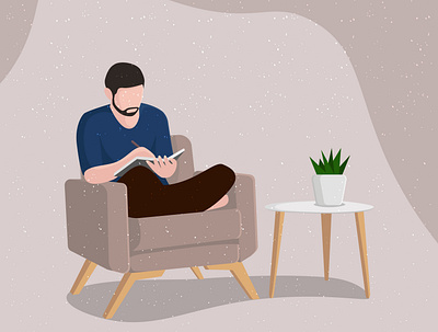 men sit in bench and writting for stimulate health and brain design illustration self care stay home stay safe stayhome vector