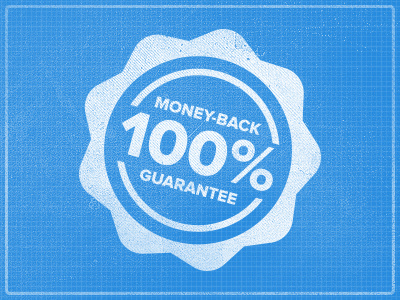 100% Money Back Guarantee blueprint guarantee seal sketch texture