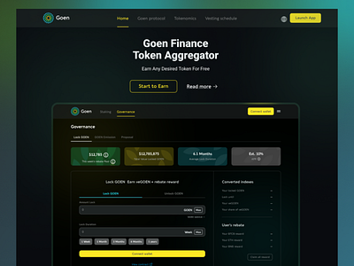 GOEN FINANCE blockchain branding crypto design figma illustration ui ux vector