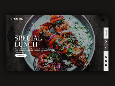 Kitchen Restaurant - Website landing page design icon logo typography ui web