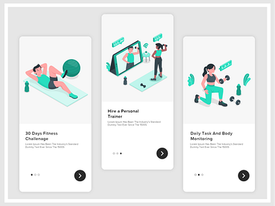 Fitness App - Walkthrough andriod app appdesign branding design icon logo typography ui ux