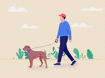 Dog walking in the park design illustration