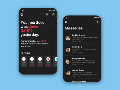 Public App Copywork app copywork interface messaging mobile mockup public stock market stocks ui