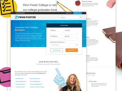 Penn Foster Landing Pages concept education homepage landing landing page mockup redesign website