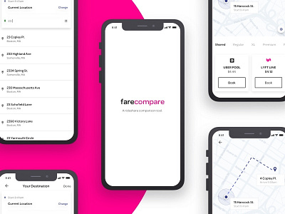 FareCompare App app app concept clean design iphone lyft maps minimal mobile mobile app mockup uber ui