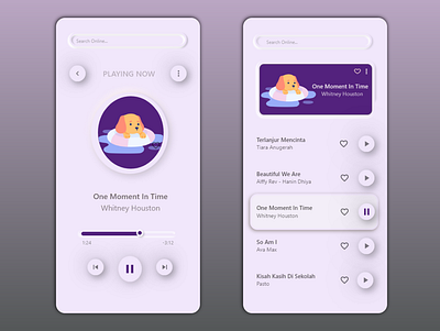 Music UI | Neuphorism app design minimal ui ux