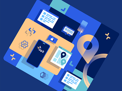 UI UX Isometric Software collage