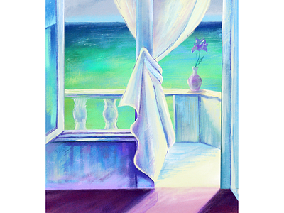 Sea balcony colors design digital digitalart drawing illustration illustrator painting