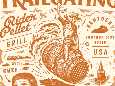 Rider Pellet 2 badge bbq bourbon brand branding illustration poster retro texture typography vintage