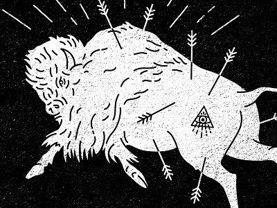 Work to Death Buffalo arrows black buffalo death die eye illustration join screen typography white work