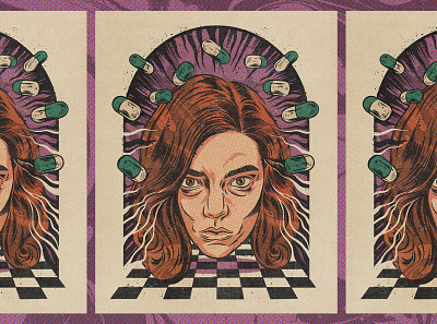 The Queen's Gambit comic art illustration netflix poster print retro texture thequeensgambit vintage