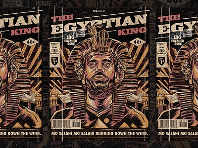 The Egyptian King comic art football illustration liverpool retro soccer texture vintage