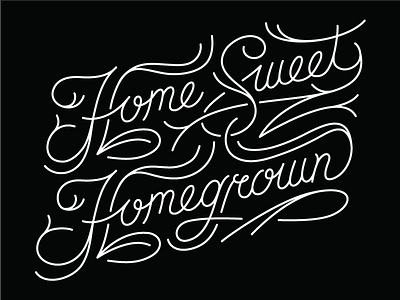 Home Sweet Homegrown black script type typography vector white