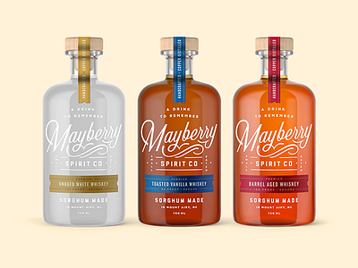 Mayberry Spirit Co beer bourbon branding packaging retro type typography vintage whiskey