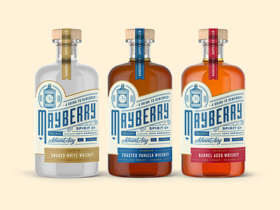 Mayberry Spirit Co 2 alcohol beer bourbon branding packaging retro type typography vintage whiskey