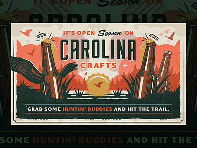 Beer Hunting Fall 2018 beer field guide forest hunting illustration north carolina orange poster retro script south carolina texture the variable typogaphy vintage