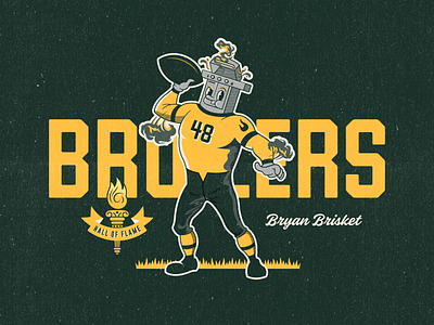 Broilers Hero badge character football grill grit illustration mascot retro smoke sports texture typography vintage