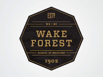 Wake Forest badge brown eye gold typography