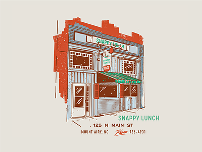 Snappy Lunch branding building illustration lunch matchbook north carolina retro texture typography vintage