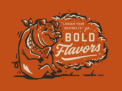 Bold Flavors badge bbq branding illustration logo retro script texture typography vintage