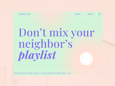 Web concept for Music playlist | 2020 animation design logo minimal typography ui ux vector web website