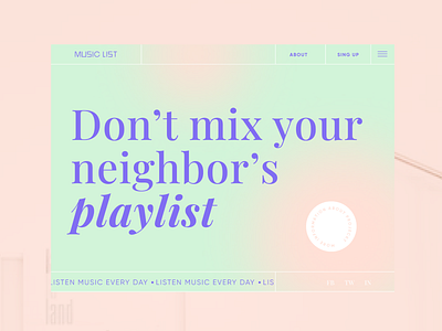 Web concept for Music playlist | 2020