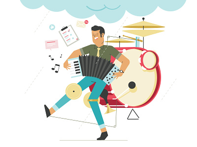 one man show character character design design drummer flat flat design graphic character illustration one man show vector vector art